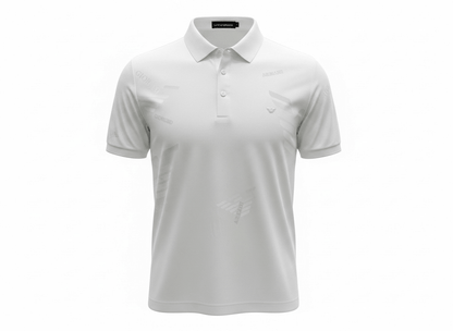 Emporio Armani White Pattern Polo 🤍✨ Signature Print Design - MASTERPIECE