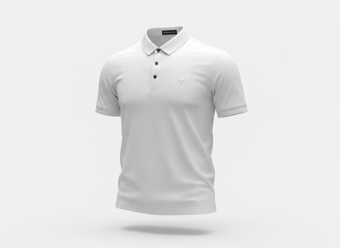 Emporio Armani White Textured Polo Shirt 🤍✨ Premium Signature Fit - MASTERPIECE