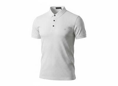 Emporio Armani White Textured Polo Shirt 🤍✨ Premium Signature Fit - MASTERPIECE
