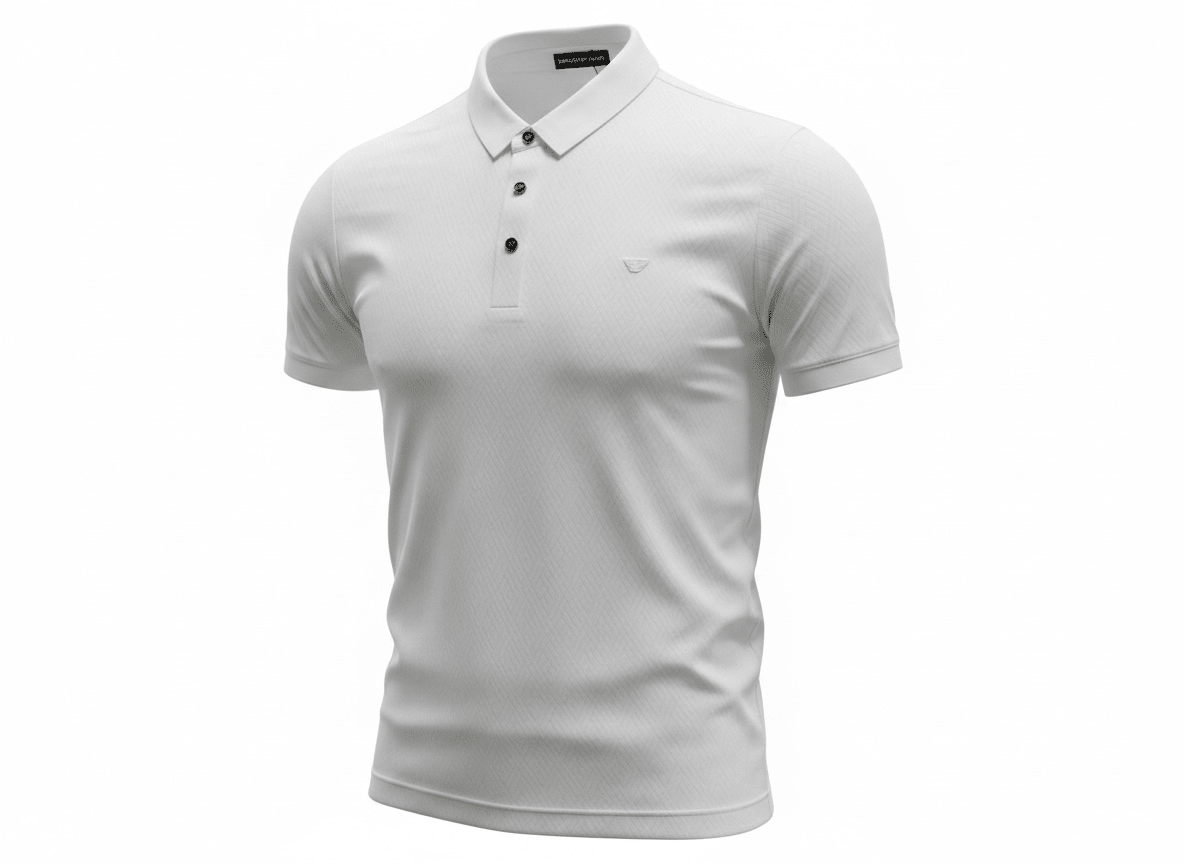 Emporio Armani White Textured Polo Shirt 🤍✨ Premium Signature Fit - MASTERPIECE