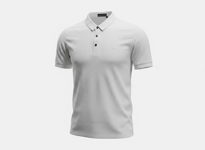 Emporio Armani White Textured Polo Shirt 🤍✨ Premium Signature Fit - MASTERPIECE