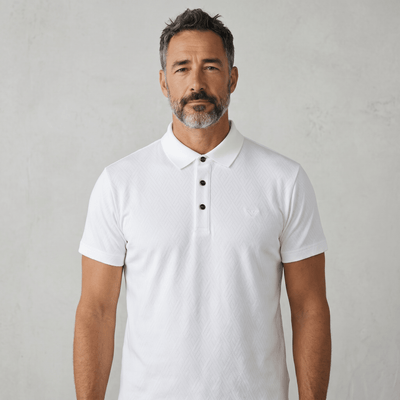 Emporio Armani White Textured Polo Shirt 🤍✨ Premium Signature Fit - MASTERPIECE