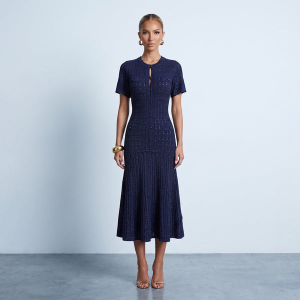 Sandro diane rhinestone Knit Dress – Navy ✨👗