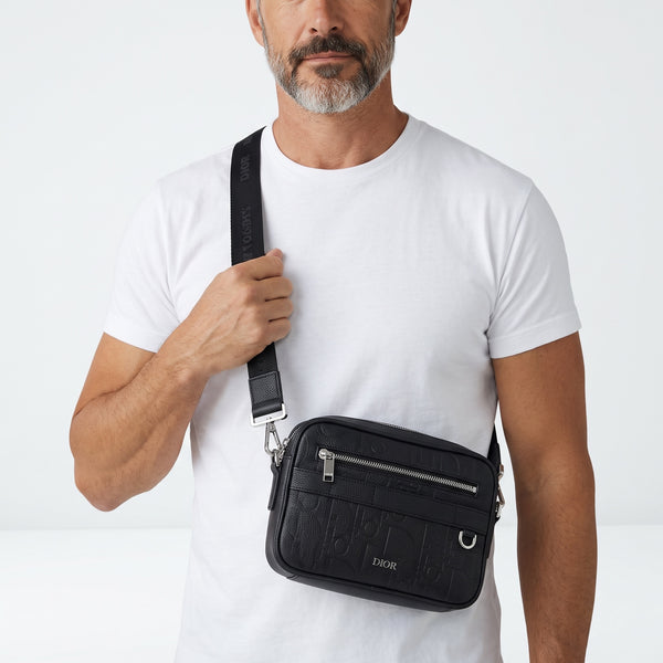 Dior Messenger Bag – Black Embossed Crossbody 🖤🎒