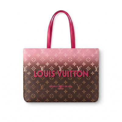 Louis Vuitton monogram tote bag with pink gradient and pink handles