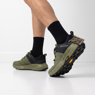 Columbia olive and black GORE-TEX trail sneakers with Vibram sole