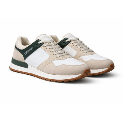 Calvin Klein beige white and green low-top sneaker, side view