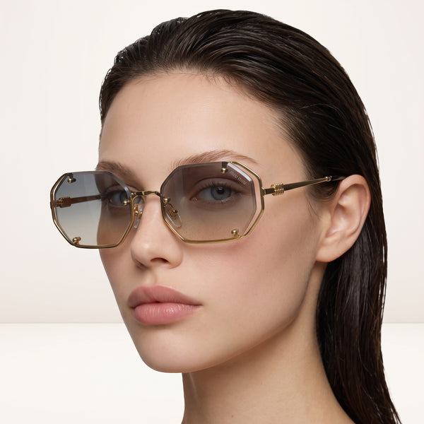 Miu Miu Sunglasses – Gold Hexagonal Frames 😎