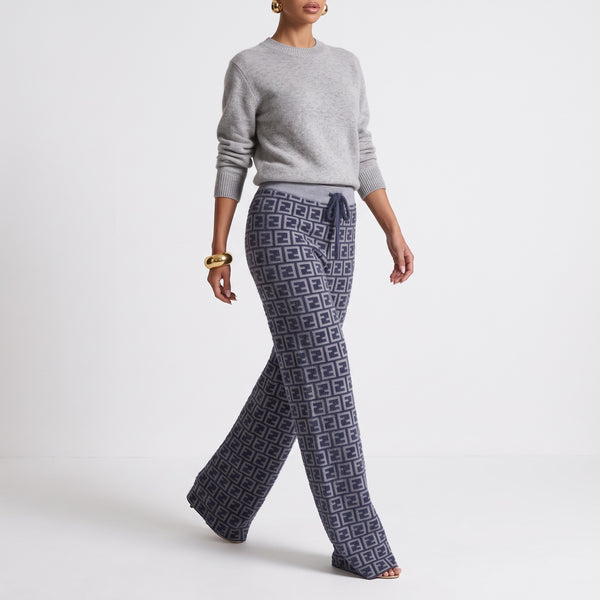 Fendi FF Knit Wide-Leg Pants – Blue Grey 🧶