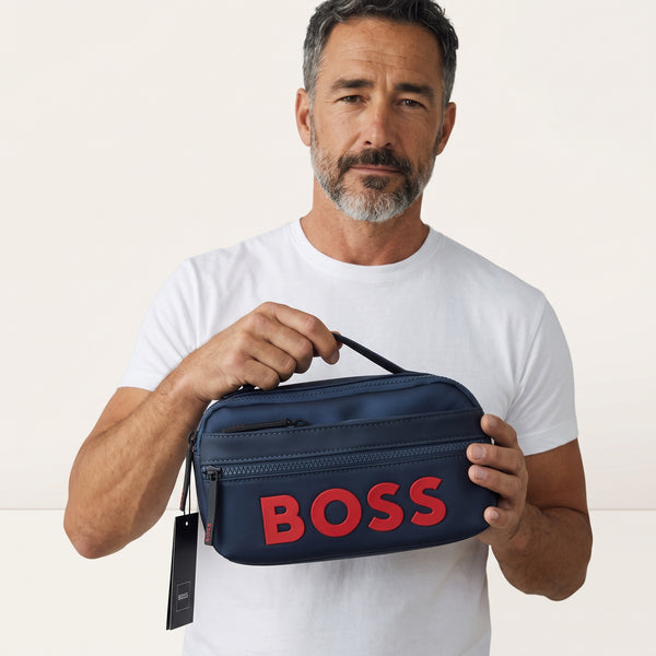 BOSS Travel Pouch – Navy with Red Logo 🧳🔴