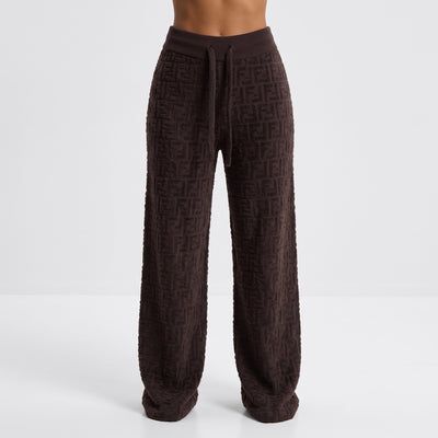 Brown Fendi track pants with all-over FF embossed texture and drawstring waist