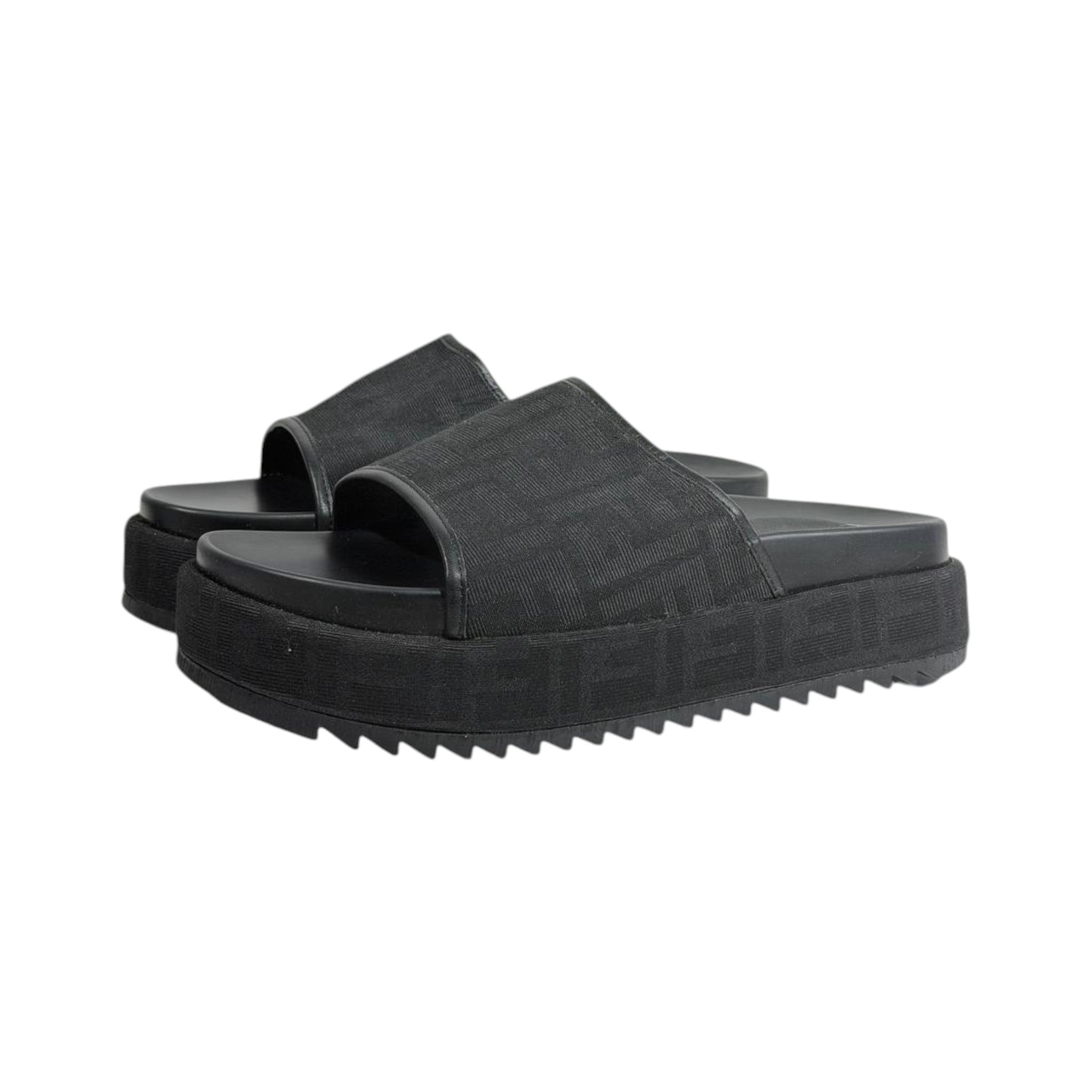 Fendi All Black FF Platform Slides – Luxury Statement Sandals 🖤👡 - MASTERPIECE