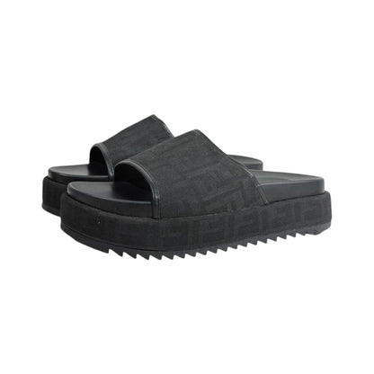 Fendi All Black FF Platform Slides – Luxury Statement Sandals 🖤👡 - MASTERPIECE