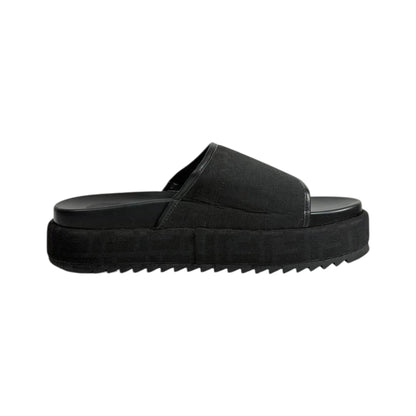Fendi All Black FF Platform Slides – Luxury Statement Sandals 🖤👡 - MASTERPIECE