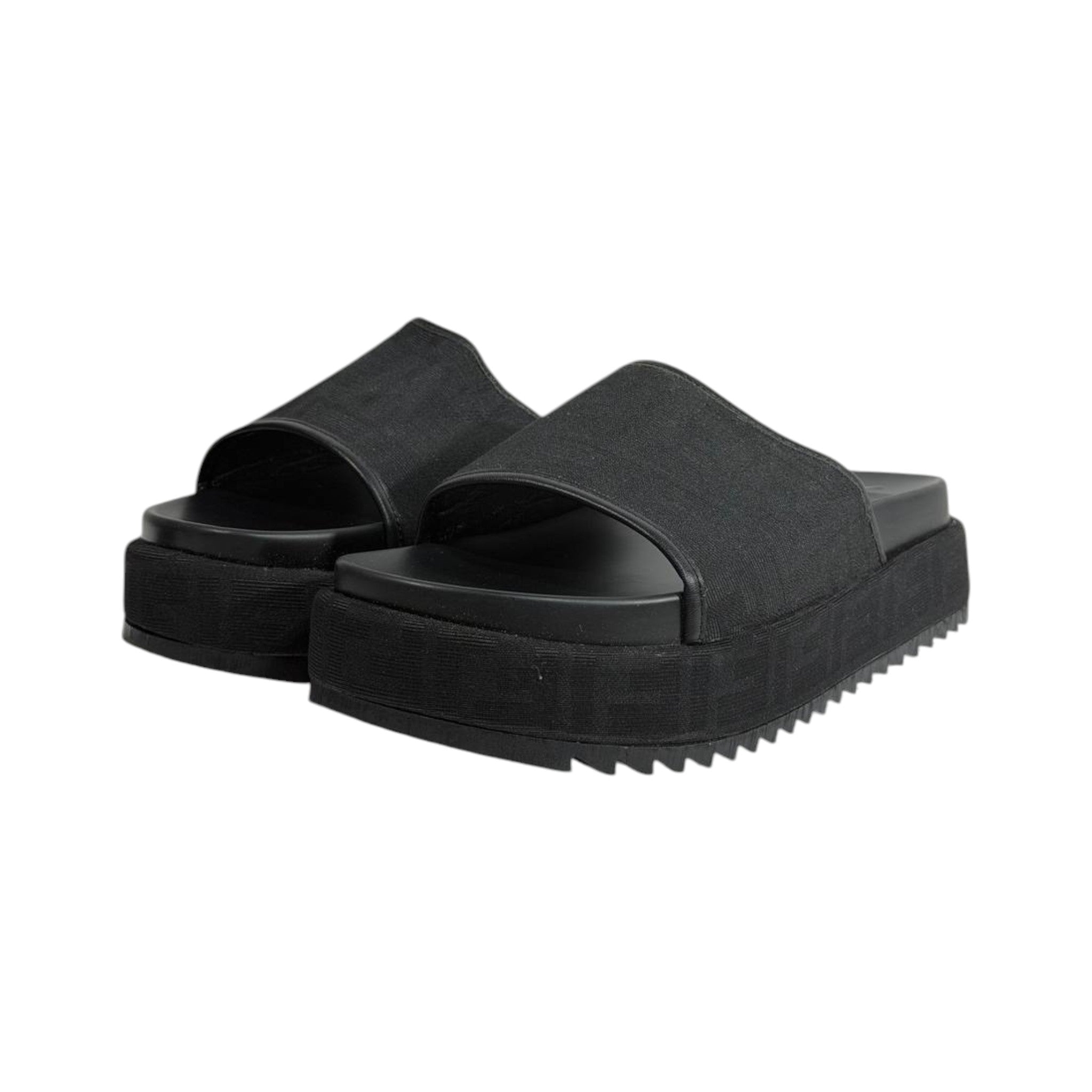 Fendi All Black FF Platform Slides – Luxury Statement Sandals 🖤👡 - MASTERPIECE