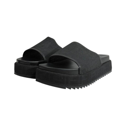 Fendi All Black FF Platform Slides – Luxury Statement Sandals 🖤👡 - MASTERPIECE