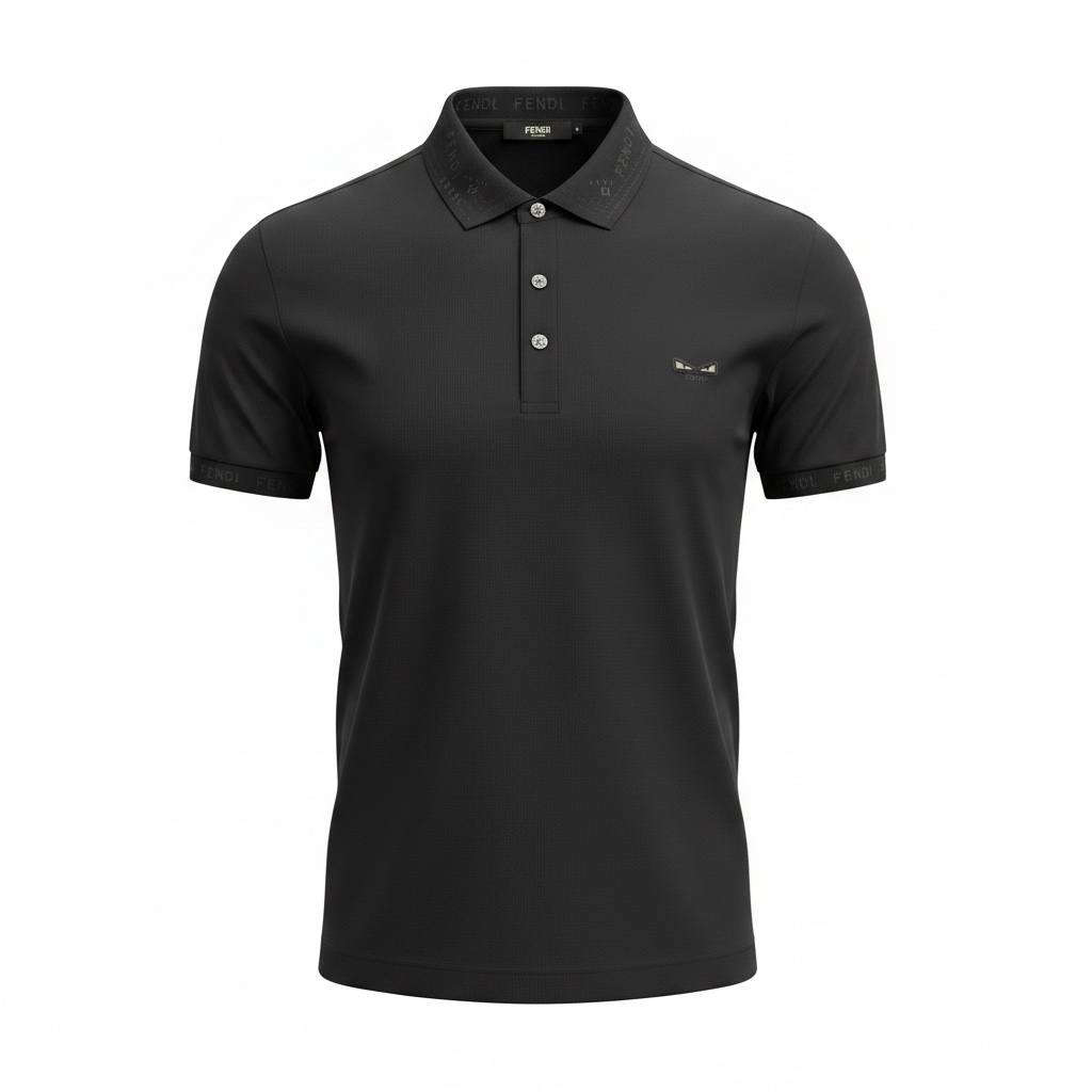 🖤 Fendi Black Polo Shirt – Sleek Minimal Luxury Essential 👕✨ - MASTERPIECE