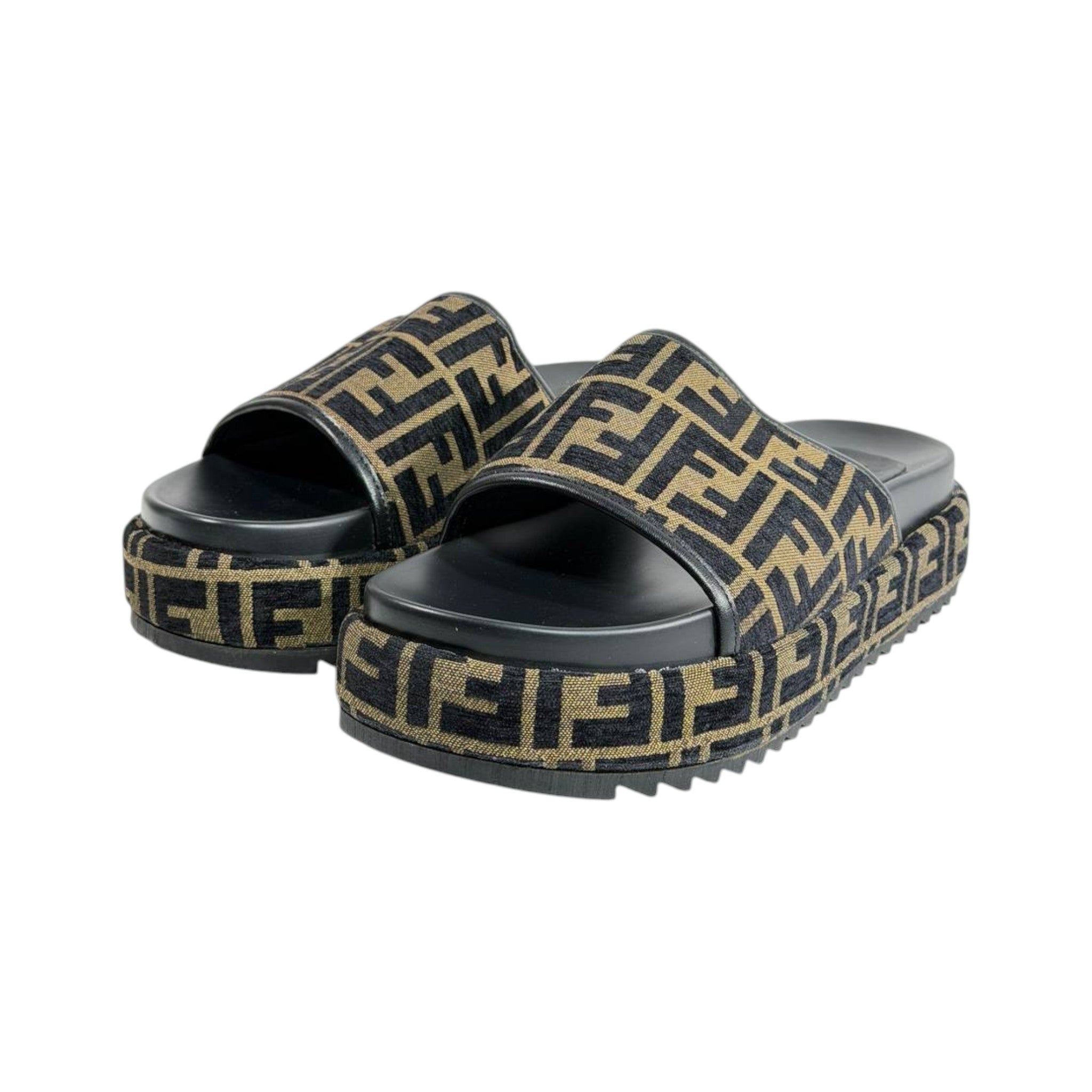 Fendi Brown Monogram Platform Slides – Iconic Luxe Statement Sandals 🤎✨ - MASTERPIECE