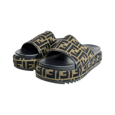 Fendi Brown Monogram Platform Slides – Iconic Luxe Statement Sandals 🤎✨ - MASTERPIECE