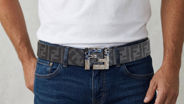 Fendi FF Buckle Belt – Graphite Monogram 🖤 115 cm