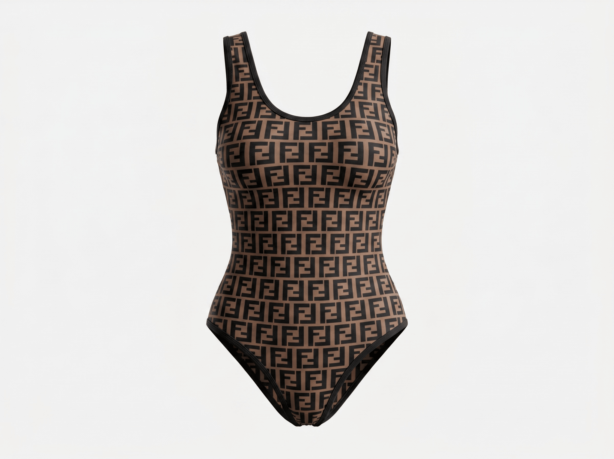 Fendi FF Logo One-Piece Swimsuit – Tobacco Brown 🤎🏖️✨ - MASTERPIECE