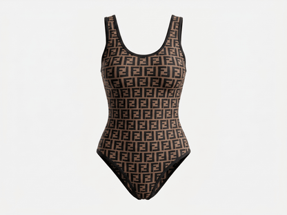 Fendi FF Logo One-Piece Swimsuit – Tobacco Brown 🤎🏖️✨ - MASTERPIECE