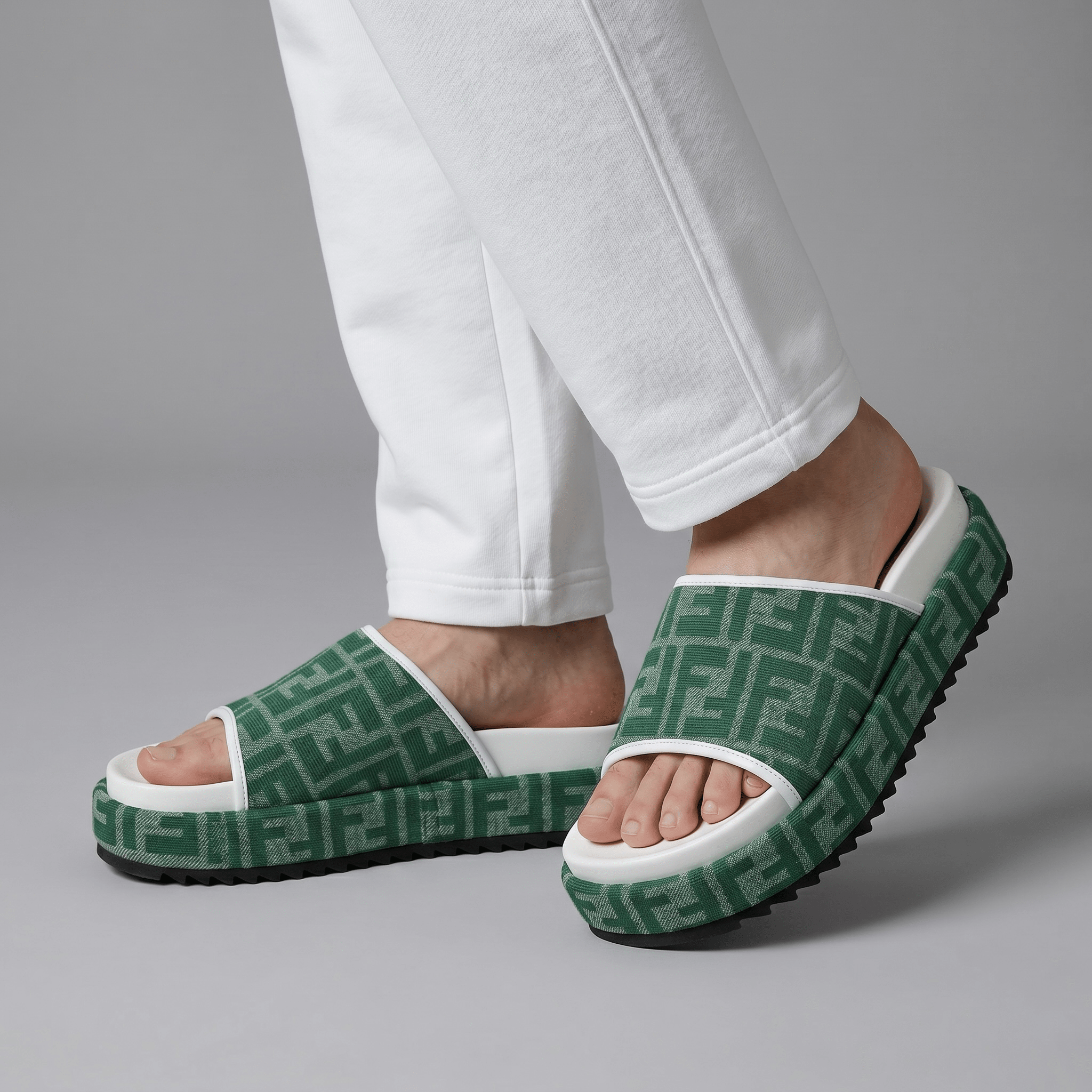 Fendi Green Platform Slides – Luxe Statement Summer Sandals 💚✨ - MASTERPIECE