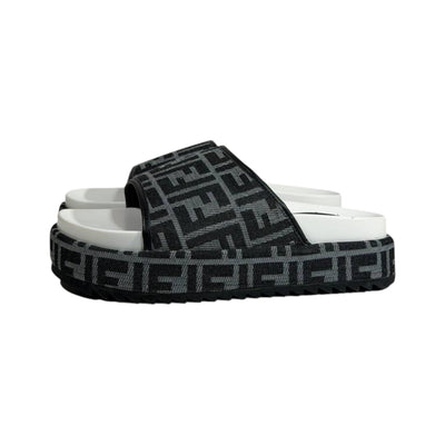 Fendi Grey FF Platform Slides – Luxury Statement Sandals 🩶👡 - MASTERPIECE