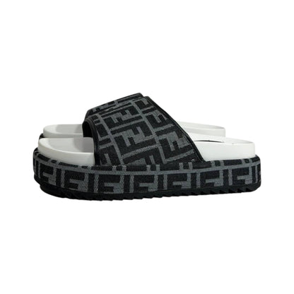 Fendi Grey FF Platform Slides – Luxury Statement Sandals 🩶👡 - MASTERPIECE