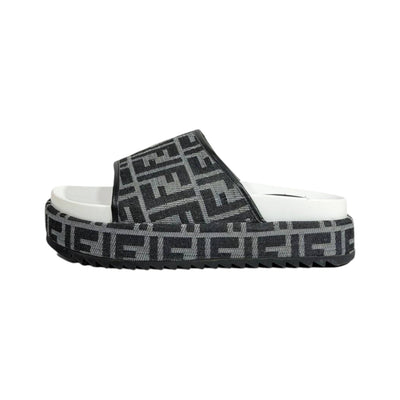 Fendi Grey FF Platform Slides – Luxury Statement Sandals 🩶👡 - MASTERPIECE