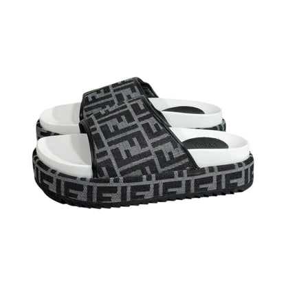 Fendi Grey FF Platform Slides – Luxury Statement Sandals 🩶👡 - MASTERPIECE