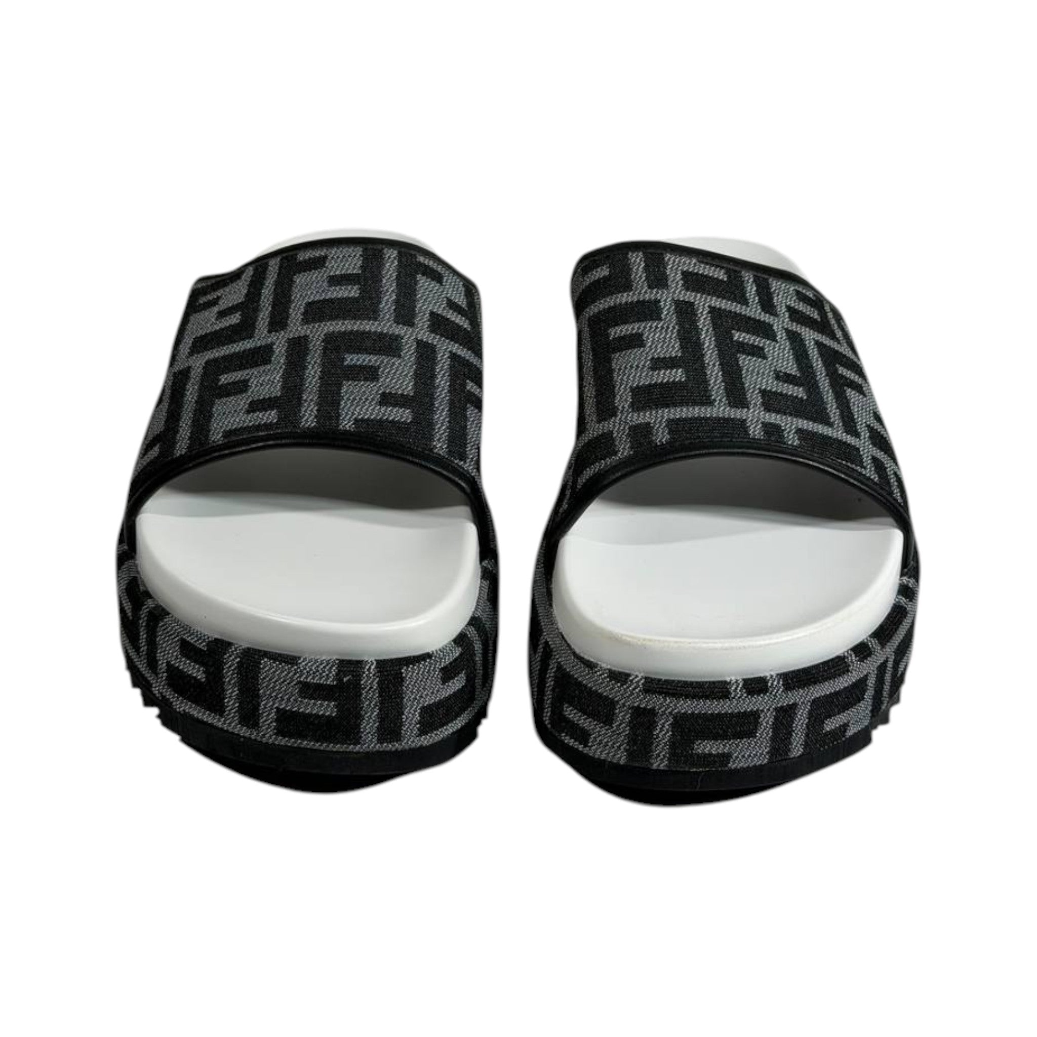 Fendi Grey FF Platform Slides – Luxury Statement Sandals 🩶👡 - MASTERPIECE