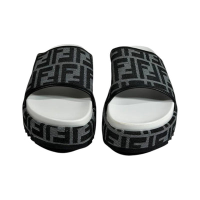 Fendi Grey FF Platform Slides – Luxury Statement Sandals 🩶👡 - MASTERPIECE