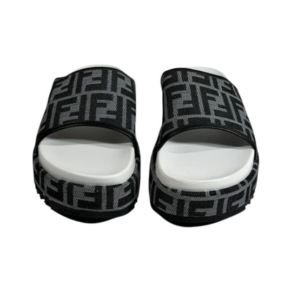 Fendi Grey FF Platform Slides – Luxury Statement Sandals 🩶👡 - MASTERPIECE