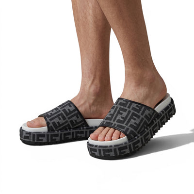 Fendi Grey FF Platform Slides – Luxury Statement Sandals 🩶👡 - MASTERPIECE