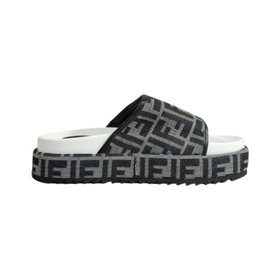 Fendi Grey FF Platform Slides – Luxury Statement Sandals 🩶👡 - MASTERPIECE
