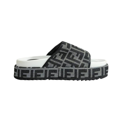 Fendi Grey FF Platform Slides – Luxury Statement Sandals 🩶👡 - MASTERPIECE