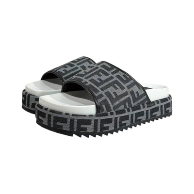 Fendi Grey FF Platform Slides – Luxury Statement Sandals 🩶👡 - MASTERPIECE
