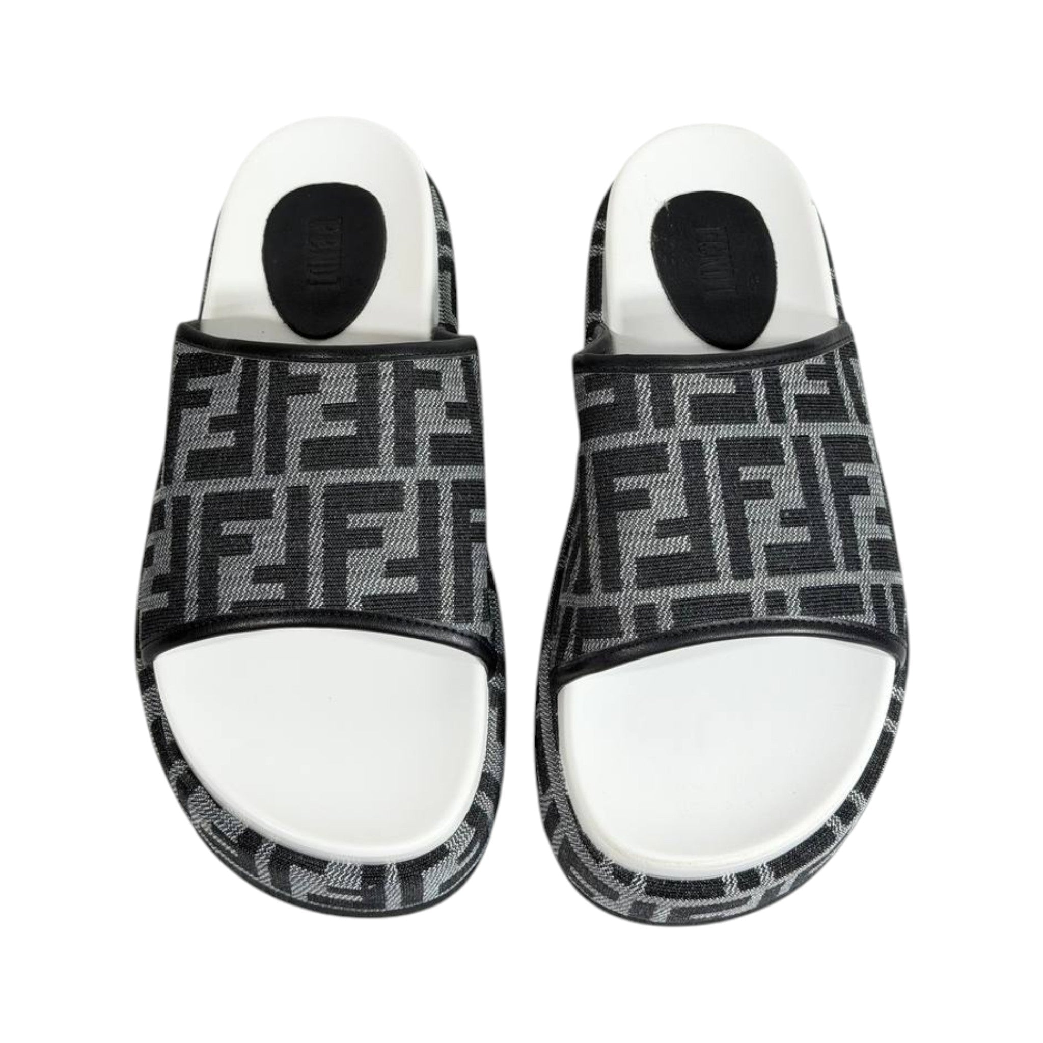 Fendi Grey FF Platform Slides – Luxury Statement Sandals 🩶👡 - MASTERPIECE