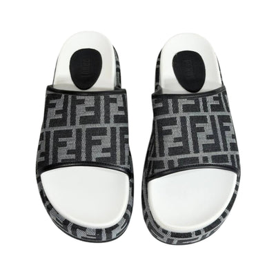 Fendi Grey FF Platform Slides – Luxury Statement Sandals 🩶👡 - MASTERPIECE