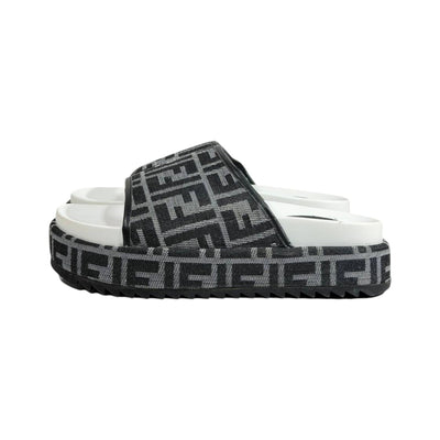 Fendi Grey FF Platform Slides – Luxury Statement Sandals 🩶👡 - MASTERPIECE