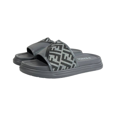 Fendi Grey Monogram Slides – Luxury Everyday Comfort Sandals 🩶👡 - MASTERPIECE