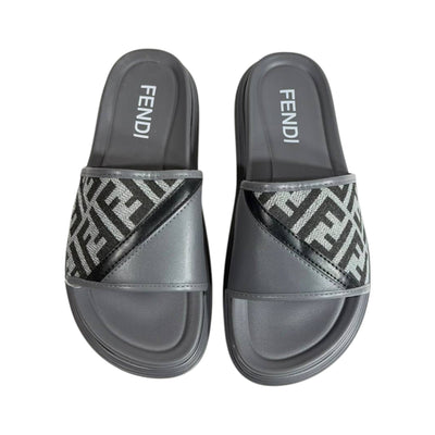 Fendi Grey Monogram Slides – Luxury Everyday Comfort Sandals 🩶👡 - MASTERPIECE