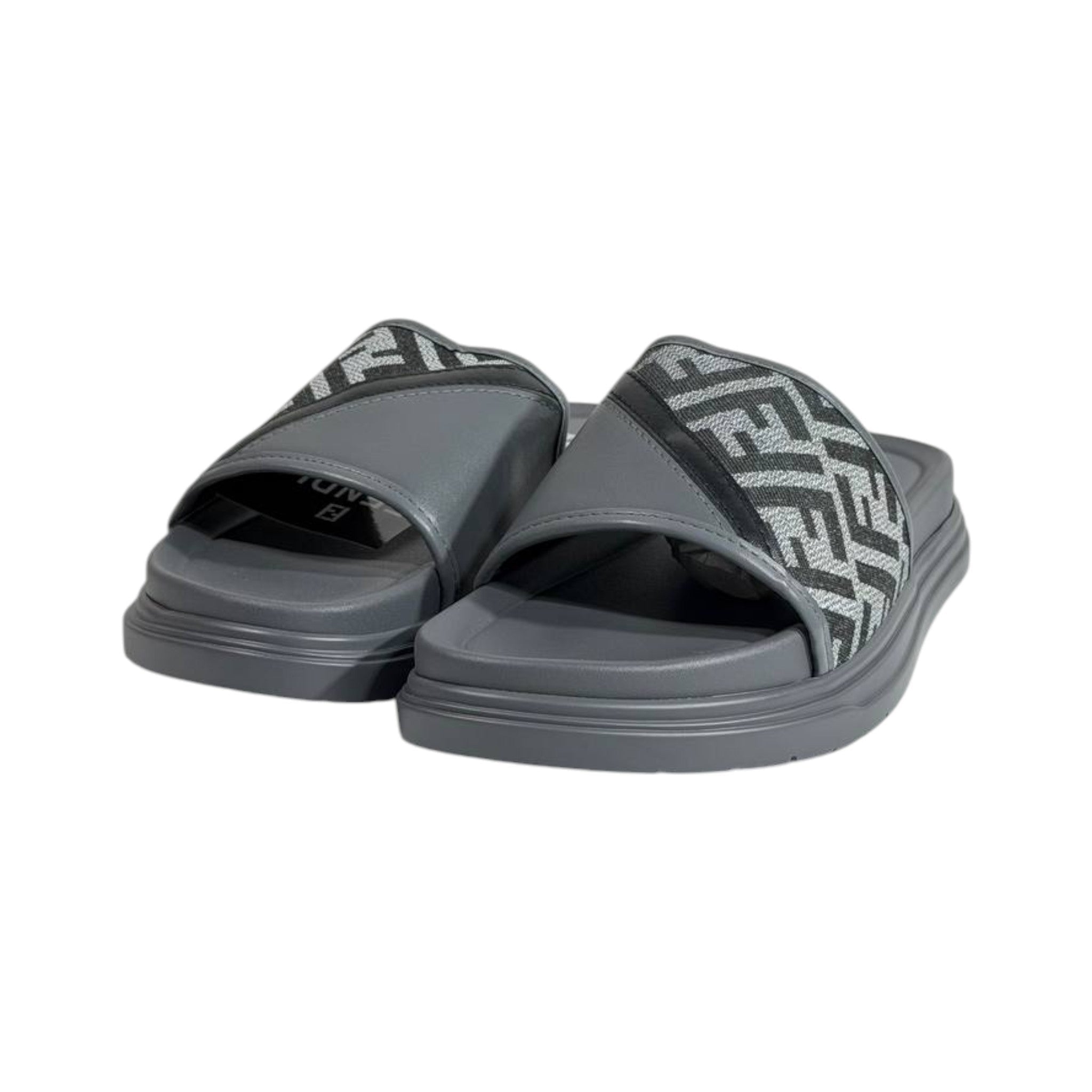 Fendi Grey Monogram Slides – Luxury Everyday Comfort Sandals 🩶👡 - MASTERPIECE