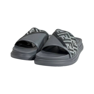 Fendi Grey Monogram Slides – Luxury Everyday Comfort Sandals 🩶👡 - MASTERPIECE