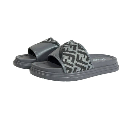 Fendi Grey Monogram Slides – Luxury Everyday Comfort Sandals 🩶👡 - MASTERPIECE