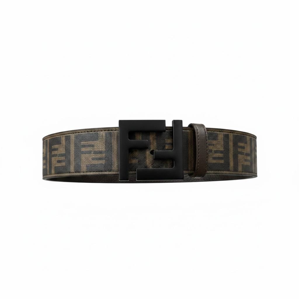 Fendi Inspired FF Monogram Belt 115CM 🤎🖤 Matte Black Luxury Designer Style Belt - MASTERPIECE