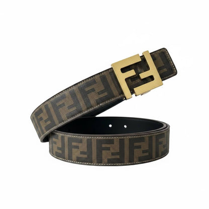 Fendi Inspired FF Monogram Belt 120CM 🤎✨ Luxury Gold Buckle Designer Style Belt - MASTERPIECE