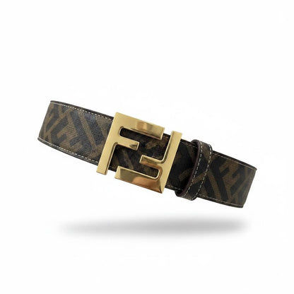 Fendi Inspired FF Monogram Belt 120CM 🤎✨ Luxury Gold Buckle Designer Style Belt - MASTERPIECE