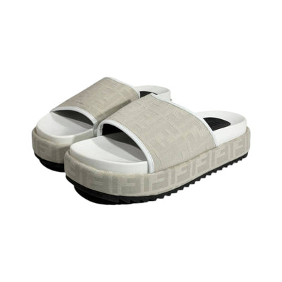 Fendi Ivory Platform Slides – Luxe Monogram Comfort Sandals 🤍✨ - MASTERPIECE